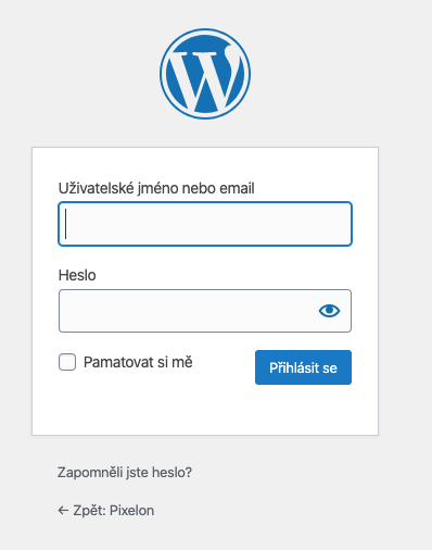 wordpress jméno a heslo